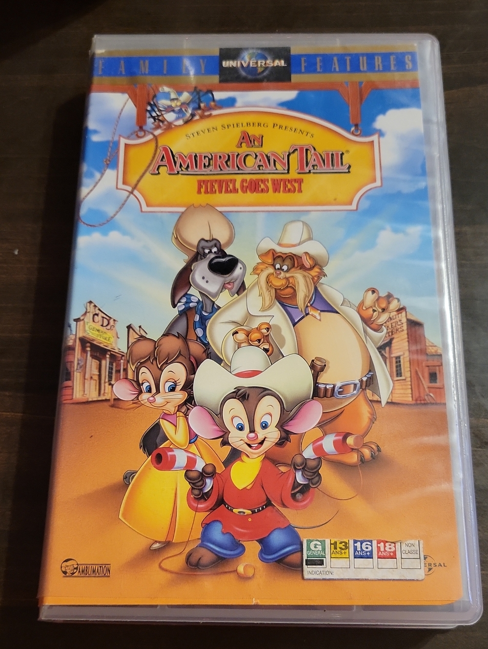 Universal An American Tail: Fievel Goes West VHS- Yellow & Blue Artwork